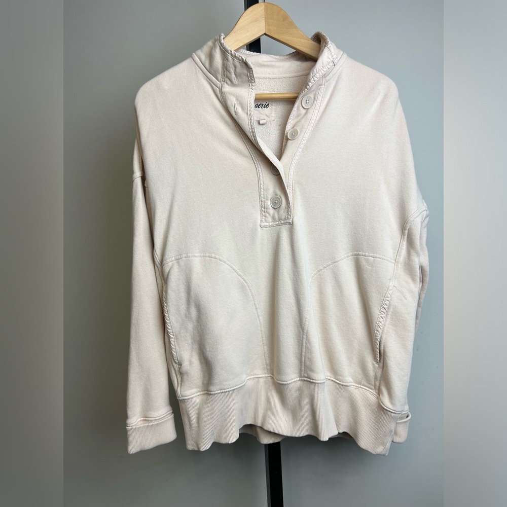 Aerie quarter button up sweater with pockets
